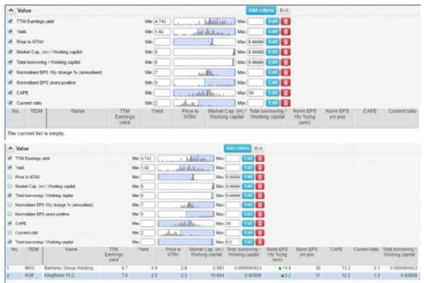 Graham & Dodd - equity analysis results <br />